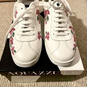 Aquazzura The A Bougainvillea Leather Sneakers, Size 39 (8.5 US)